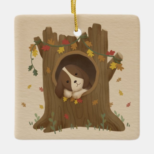 Ornement En Céramique Automne stupéfiant : Beagle (Devant)
