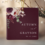 Ornement En Céramique Autumn Romance Elegant Burgundy Wedding Photo<br><div class="desc">This wedding ceramic ornament features a watercolor floral bouquet of dahlia,  garden rose,  and hydrangea in burgundy red,  maroon,  blush pink with a photo on the back. For more advanced customization of this design,  please click the BLUE DESIGN TOOL BUTTON. Matching items are also available.</div>
