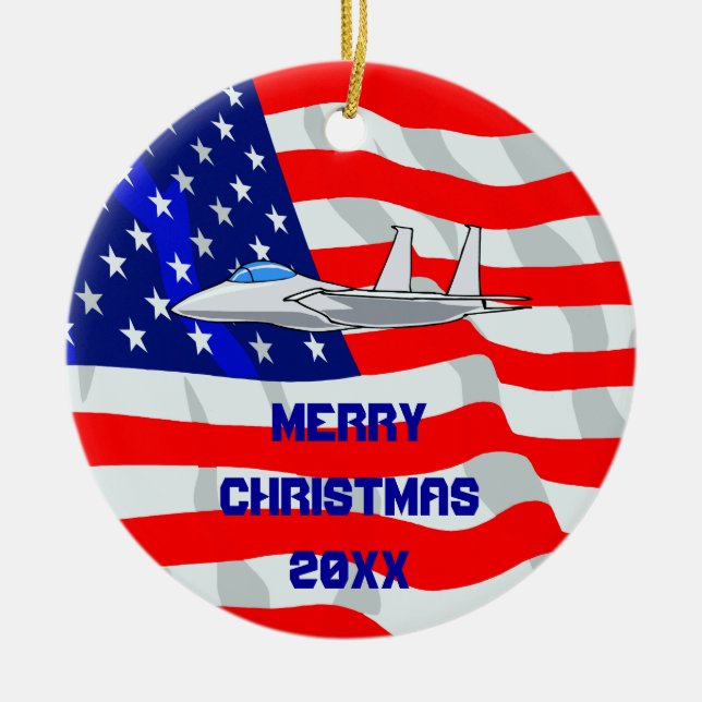 Ornement En Céramique Avion de chasse F15 Aigle (Devant)