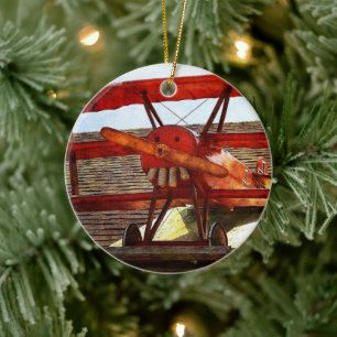 Ornement En Céramique Avion vintage par Shirley Taylor