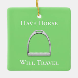Ornement En Céramique "Avoir Cheval Voyage" Stirrup Fer Lime Vert