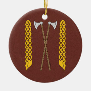Ornement En Céramique Axes danois/viking traversés par une plaque