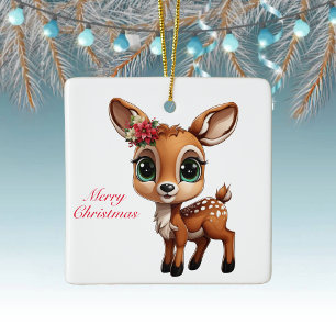 Ornement En Céramique Baby Deer, Fawn, Doit 🦌 🎄 Joyeux Noël