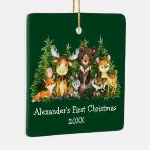 Ornement En Céramique Baby First Christmas Animals Green - PHOTO RETOUR