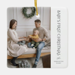 Ornement En Céramique Baby First Christmas Family Photo Keepsaké