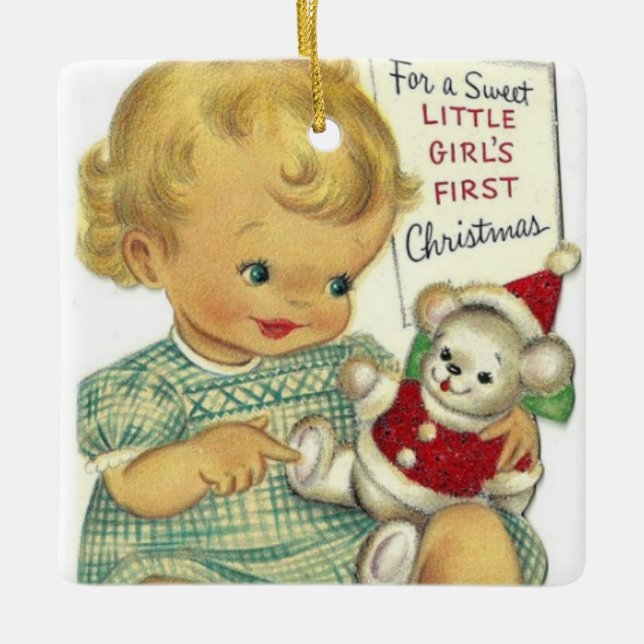 Ornement En Céramique Baby Girl First Christmas Tree Ornament (Devant)