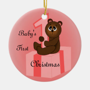 Ornement En Céramique Baby Girls First Christmas