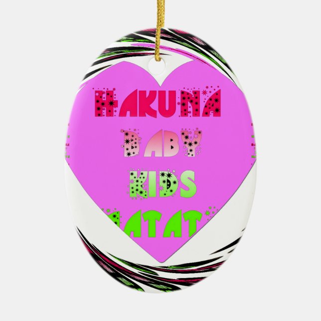 Ornement En Céramique Baby Pink Hearts Hakuna Matata Baby Kids Design.p (Devant)