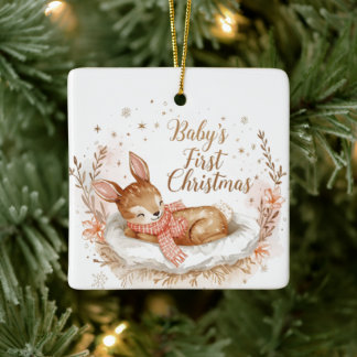 Ornement En Céramique Baby’s First Christmas A Square Keepsake 