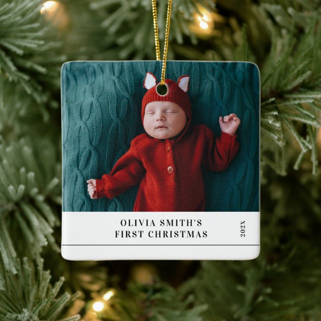 Ornement En Céramique Babys First Christmas  Birth Stats Announcement  (Arbre)