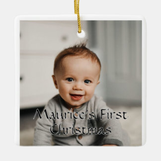 Ornement En Céramique Baby's first Christmas Customizable Photo Ornament