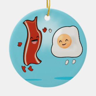 Ornement En Céramique Bacon aime les oeufs