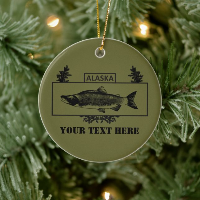 Ornement En Céramique Badge de pêcheur de combat de l'Alaska (Arbre)