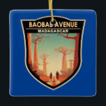 Ornement En Céramique Badge de voyage de l'avenue Baobab Madagascar<br><div class="desc">Avenue du Baobabs vectoriel design. L'Avenue des Baobabs,  ou Allée des Baobabs,  est un groupe important de baobabs de Grandidier longeant la route non pavée n° 8 entre Morondava et Belon'i Tsiribihina.</div>