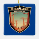 Ornement En Céramique Badge de voyage de l'avenue Baobab Madagascar<br><div class="desc">Avenue du Baobabs vectoriel design. L'Avenue des Baobabs,  ou Allée des Baobabs,  est un groupe important de baobabs de Grandidier longeant la route non pavée n° 8 entre Morondava et Belon'i Tsiribihina.</div>