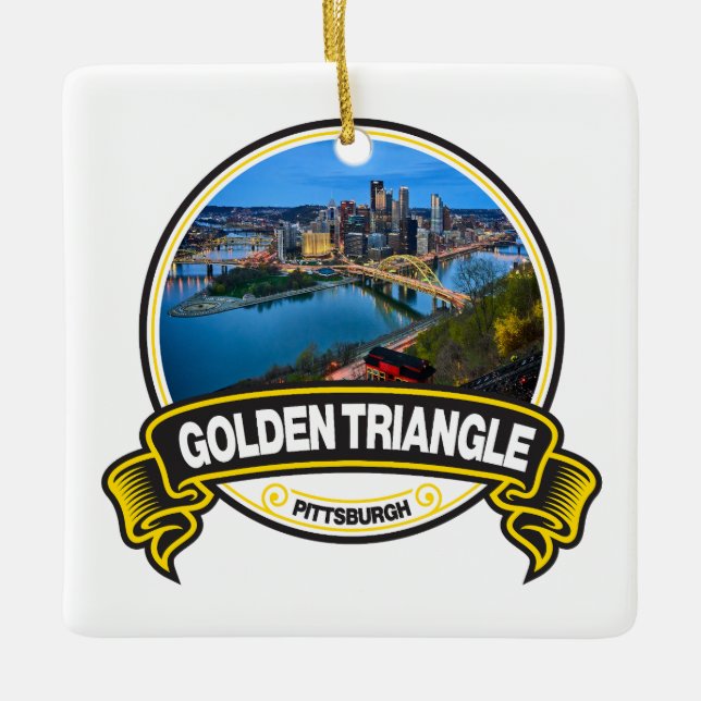 Ornement En Céramique Badge de voyage Golden Triangle Pittsburgh (Devant)