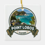 Ornement En Céramique Badge de voyage Point Lobos Californie<br><div class="desc">Design photoréaliste de Point Lobos. La mer près de Point Lobos est considérée comme l'un des meilleurs endroits pour la plongée sous-marine sur la péninsule de Monterey et le long de la côte californienne.</div>