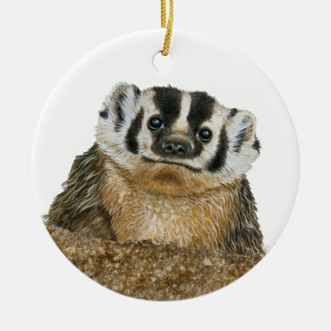 Ornement en céramique Badger américain (Devant)