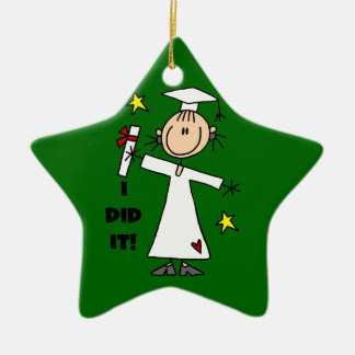 Ornement En Céramique Baguette blanche Figure Girl Graduate sur vert