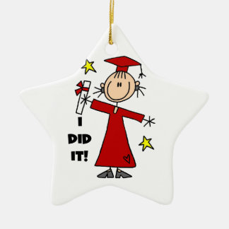 Ornement En Céramique Baguette rouge Figure Girl Graduate
