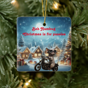 Ornement En Céramique Bah Humbug Sphynx Chat Noël