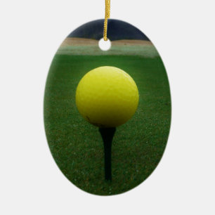 Ornement En Céramique Bal de golf jaune sur un terrain de golf de montag