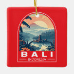 Ornement En Céramique Bali Indonésie Travel Art Vintage<br><div class="desc">Conception de voyage vectorielle rétro Bali. Bali est une île du sud-est asiatique réputée pour ses plages,  ses temples et sa culture. Elle abrite également la vie marine,  des parcs safaris et des oeuvres d'art.</div>