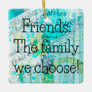 Ornement En Céramique Balise cadeau de Carré média mixte famille choisie