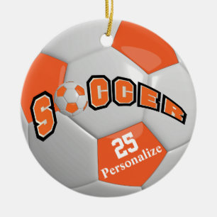 Ornement En Céramique Balle de football orange   Personnaliser