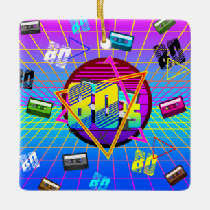 ORNEMENT EN CÉRAMIQUE BANDE CASSETTE RÉTRO OLD SCHOOL DES ANNÉES 80