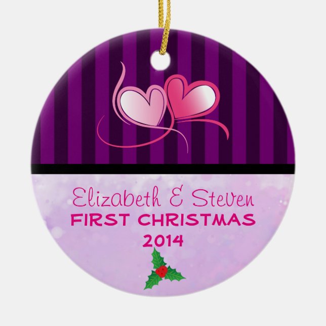 Ornement En Céramique Bandes pourpres et texture de lavande douce (Devant)