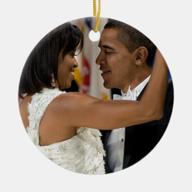 Ornement En Céramique Barack et Michelle Obama (Devant)