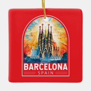 Ornement En Céramique Barcelone Espagne La Sagrada Familia Travel Art