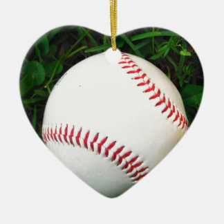 Ornement En Céramique Baseball blanc avec points rouges