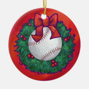 Ornement En Céramique Baseball en couronne rouge