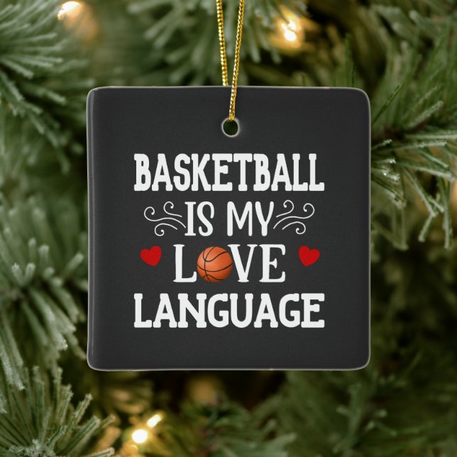 Ornement En Céramique Basket-ball est ma langue d'amour Noël (Arbre)