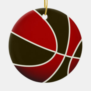 Ornement En Céramique Basket-ball - Noir/Rouge