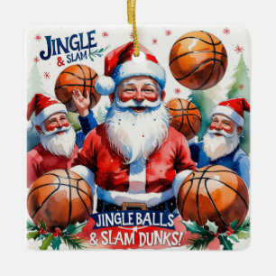 Ornement En Céramique Basket-ball thème Noël avec le Père Noël