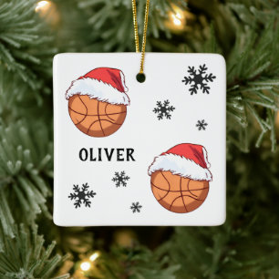 Ornement En Céramique Basketball Casquette de Père Noël Flocon de Neige