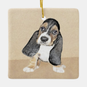 Ornement En Céramique Basset Hound Peinture Chiot - Art Chien original