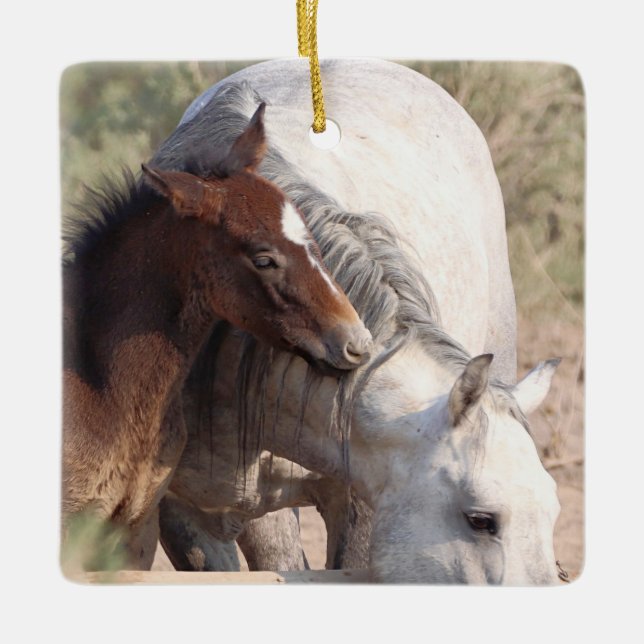 Ornement En Céramique Bassin de lavage de sable Chevaux sauvages Ornemen (Devant)