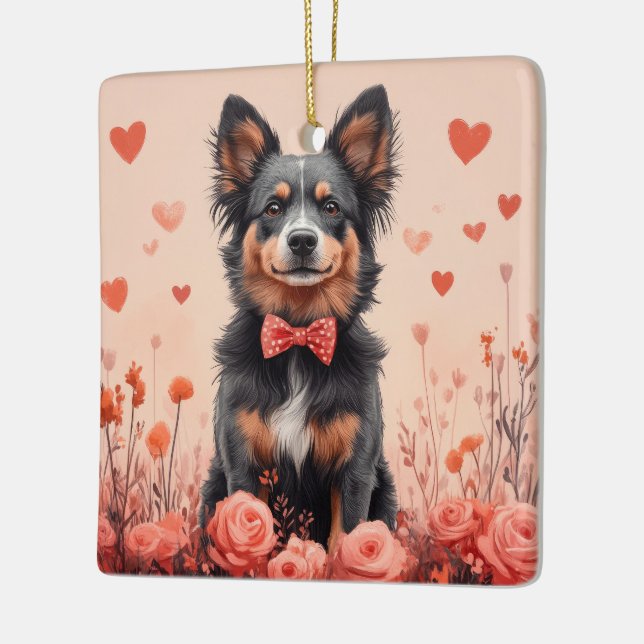 Ornement En Céramique Bataille australienne avec Roses - Saint-Valentin (Gauche)