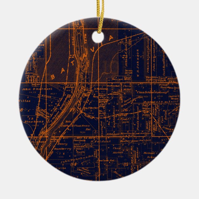 ORNEMENT EN CÉRAMIQUE BATAVIA ILLINOIS 1871 CARTE FOX RIVER VALLEY (Devant)