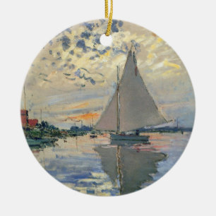 Ornement En Céramique Bateau à voile de Monet Impressionnisme français C