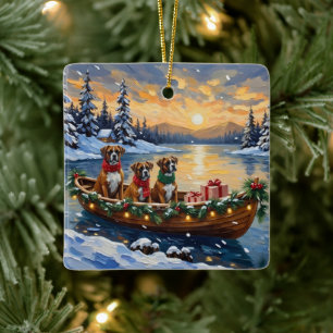 Ornement En Céramique Bateau de Noël Boxer Fêtes