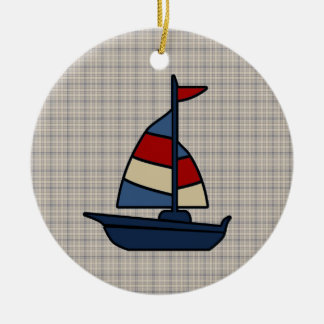Ornement En Céramique Bateau nautique personnalisé Bleu/Tan Boy's
