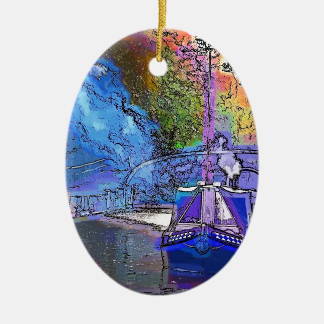 ORNEMENT EN CÉRAMIQUE BATEAUX DE CANAL (Devant)