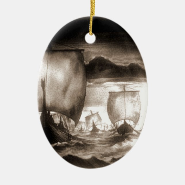 ORNEMENT EN CÉRAMIQUE BATEAUX DE VIKING (Devant)