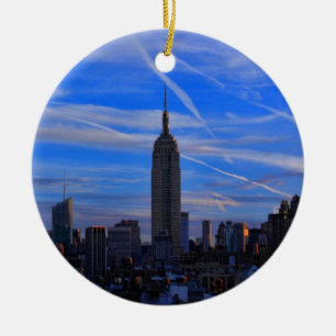 Ornement En Céramique Bâtiment de l'Empire State, ciel de NYC et traînée