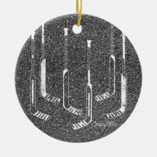 Ornement En Céramique Bâtons de gardien de but d'hockey